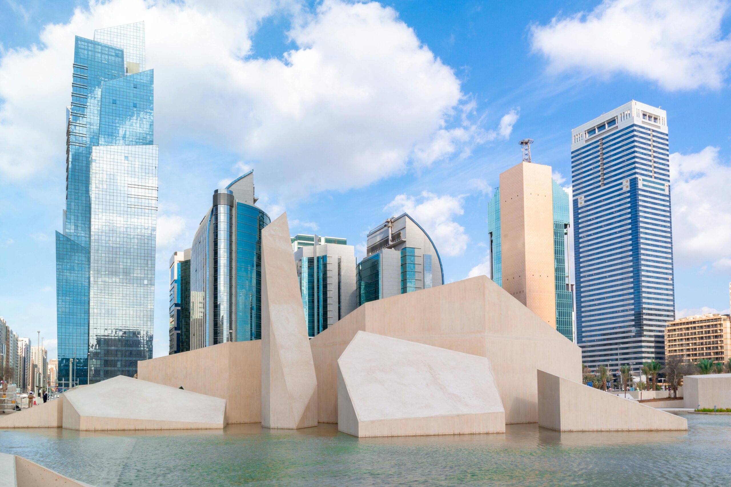 Stunning view of Abu Dhabi skyline featuring modern architecture and famous landmarks.